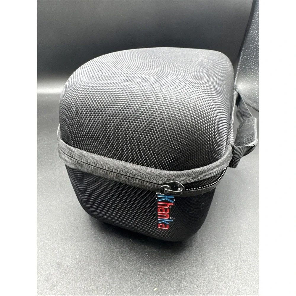 Khanka Hard Travel Case Black Zippered Storage Bag with Handle 9.5
